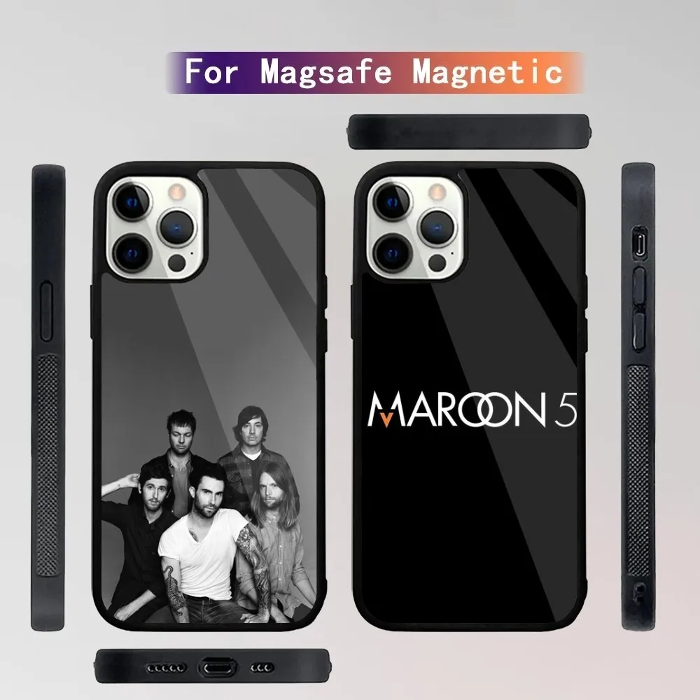 Чехол для телефона Band M-Maroon 5 iPhone 15 14 13 12 11 Plus Pro Max Mini Magsafe с магнитной беспроводной
