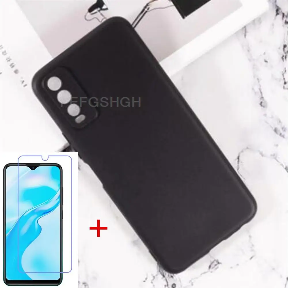 

Phone Case For Vivo Y20 Case Silicon Back TPU Cover For Vivo Y20 2021 Tempered Glass Screen Protector