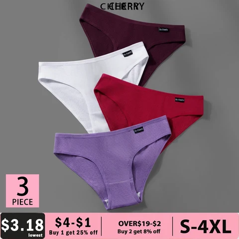 S-4XL Cotton Panties Women's Sexy Female Underpants Low Waist  Underwear for Women Briefs Plus Size Pantys Lingerie Solid Color