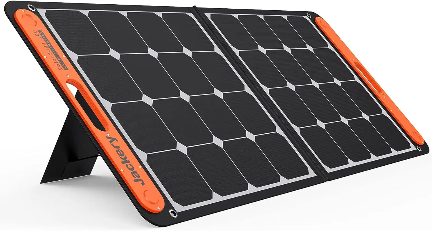 SolarSaga 100W Portable Solar Panel for Explorer 240/300/500/1000/1500 Power Station, Foldable US Solar Cell Solar Charger with