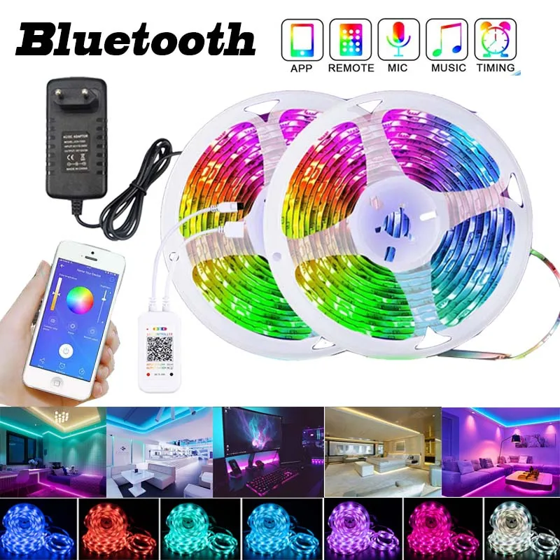 Светодиодная ленсветильник с Bluetooth и Wi-Fi контроллером 12 В постоянного тока 5050 RGB