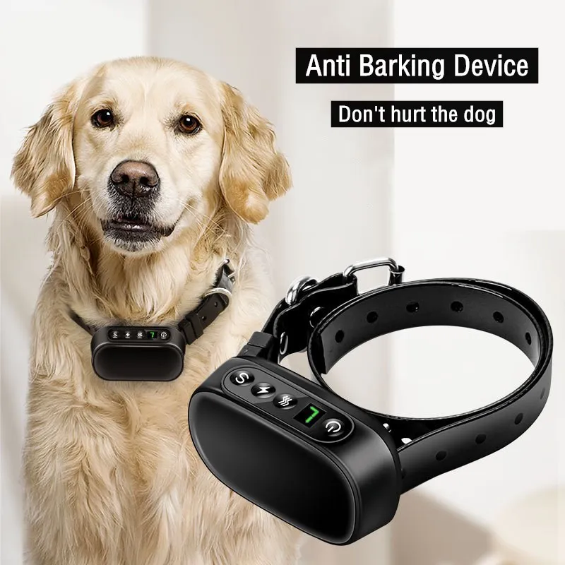

Dog Electric Anti Barking Device Pet Training Collar Dogs Stop Barking Vibration Waterproof Rechargeable Control Collar
