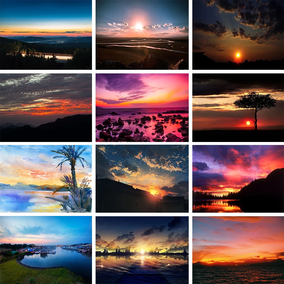 

5D DIY Diamond Painting Sunset Landscape Art Picture Full Diamond Embroidery Mosaic Cross Stitch Kit Home Decoration Gift