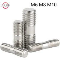 m6 m8 m10 double end thread rod metric 304 stainless steel headless stud bolts screw tooth stick dual head headed bar