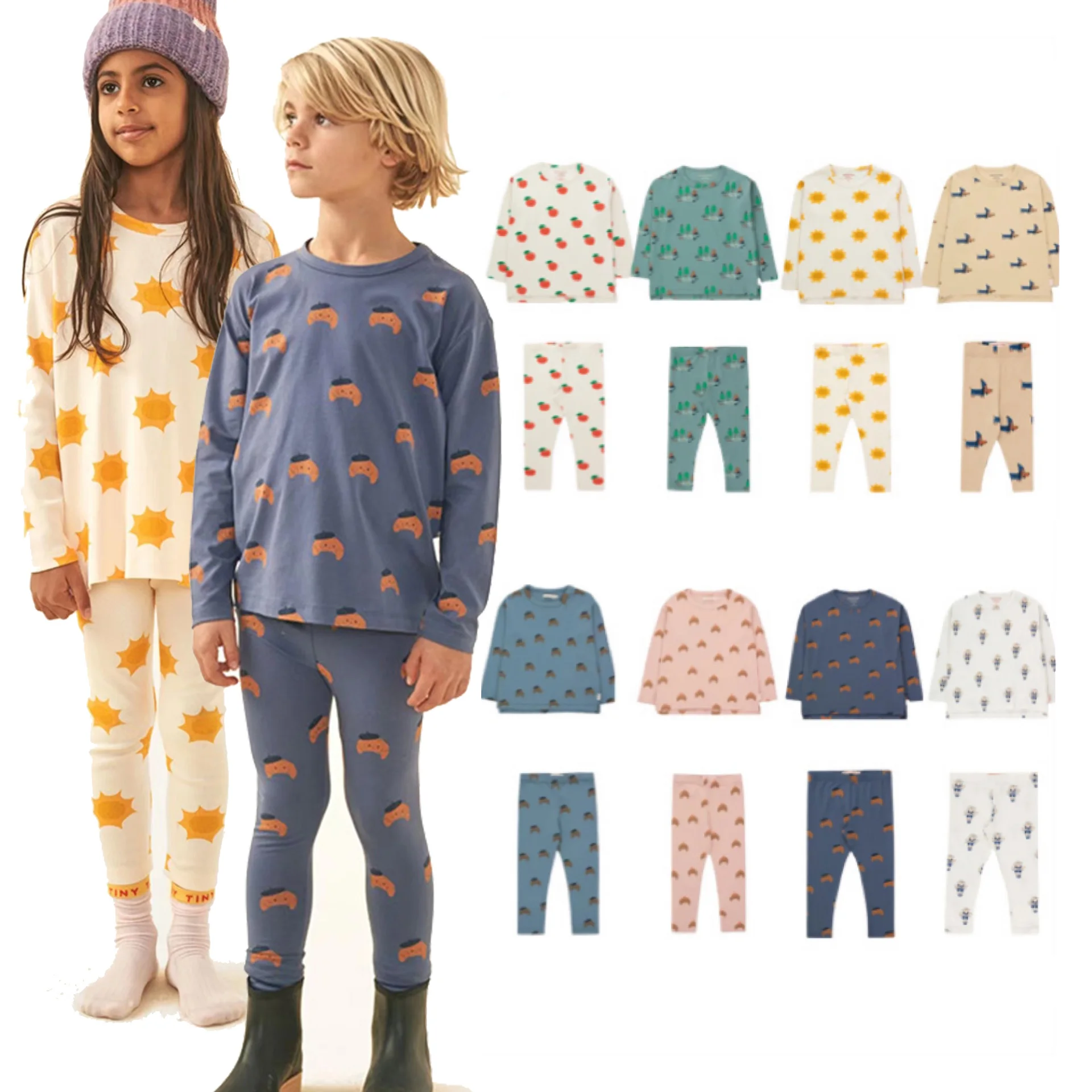 

Girl Boys Leggings Autumn Winter 2022 New Cotton Leggings Long Pants Long Sleeve T shirt Bottom Pants for Kids Cloth Sets
