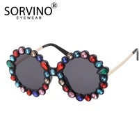 sorvino retro shades for women diamond round sunglasses brand designer luxury fashion oversized crystal circle sun glasses sp331