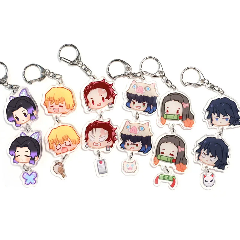 

Anime Demon Slayer Kimetsu No Yaiba Pendant Keychain Kamado Tanjirou Nezuko Acrylic Keychians Cosplay Props Accessories