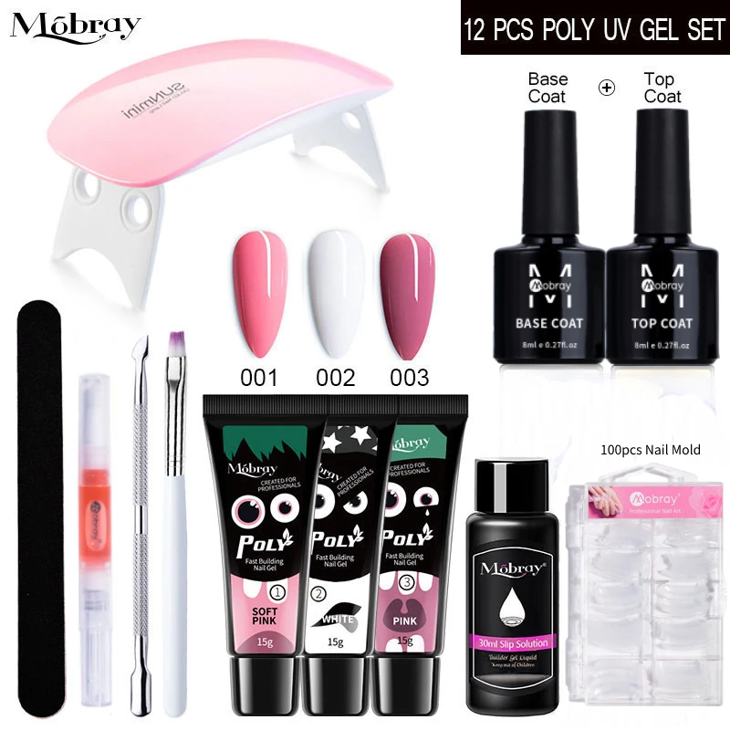 

Mobray Poly Acrylic Gel Nail Kit All For Quick Extension 15ML Polygels UV Nail Building Gel Set Soak-off Nail Art Tools Sets