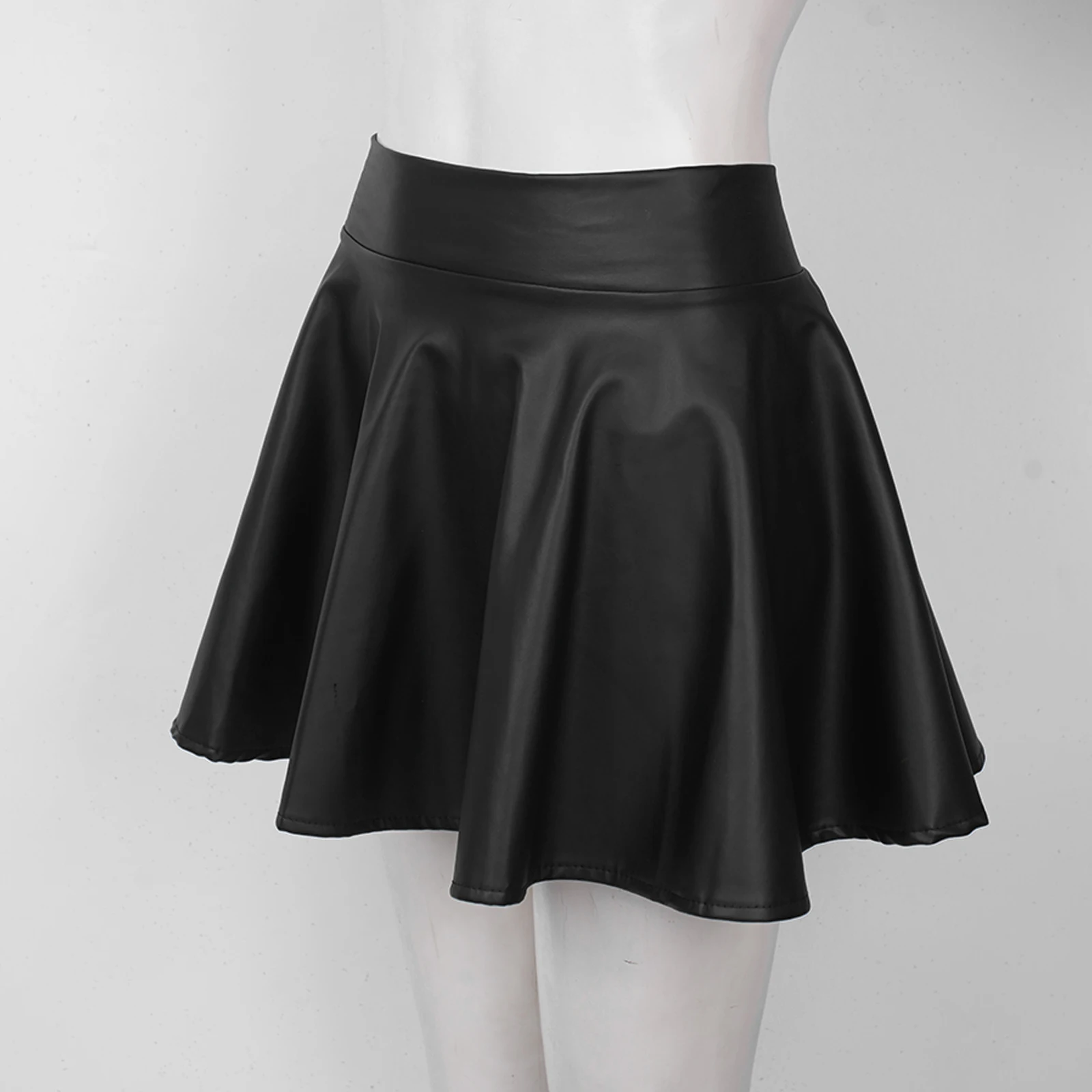 Женская Расклешенная юбка из искусственной кожи с завышенной талией