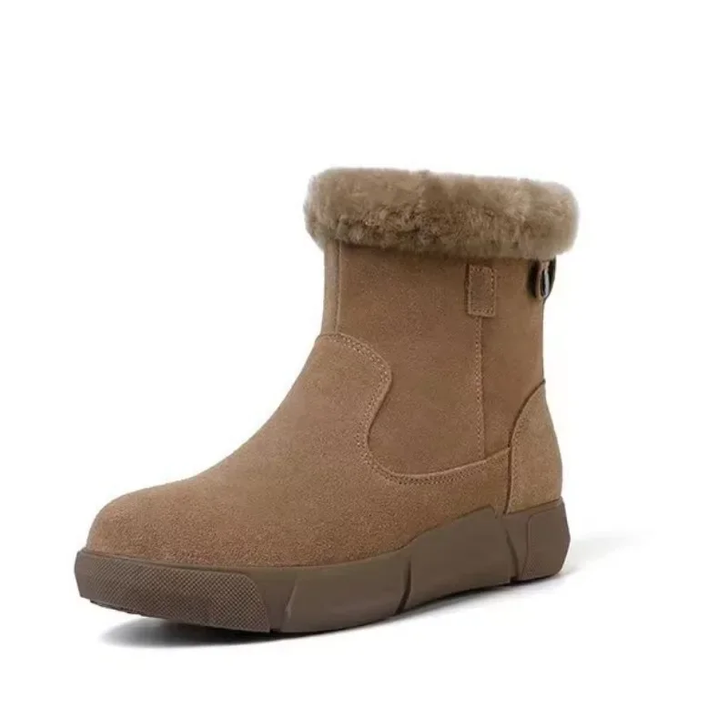 Лидер продаж 2024 зимние ботинки новые теплые женские ботильоны на плоской подошве