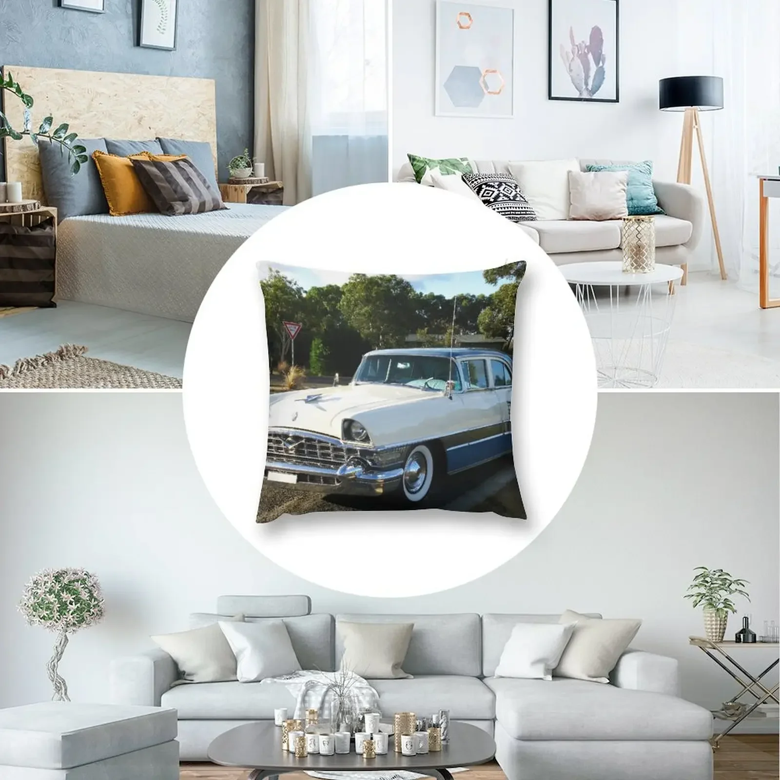Декоративная подушка 1956 Packard Patrician белая синяя