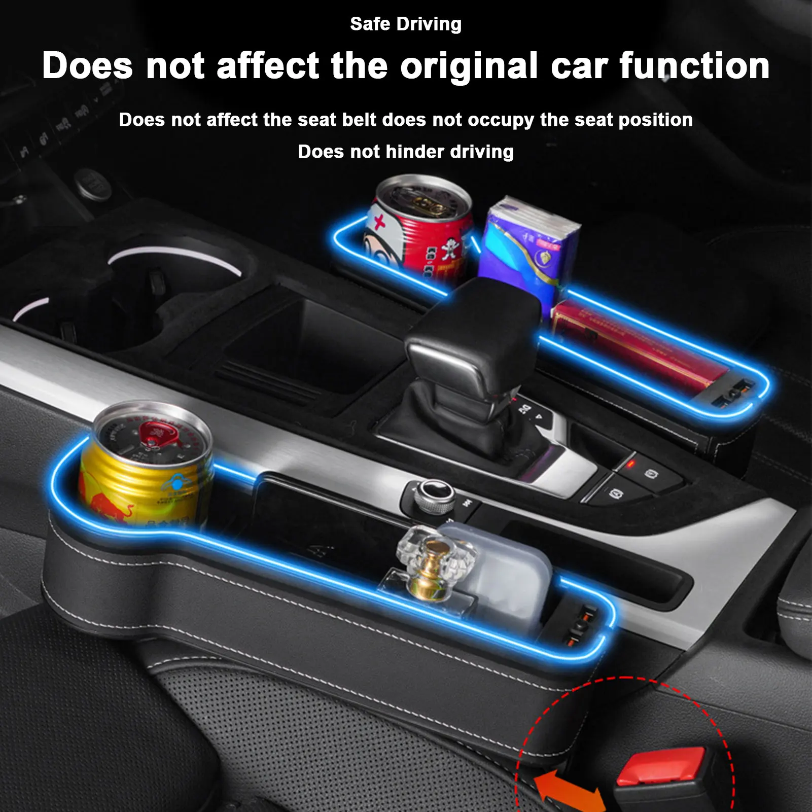 

Leather Car Seat Organizer Car Gap Storage Box Leak-proof Storage Cup Holder For Wallet Phone Coins Keys Cards 2022 Hot Sale