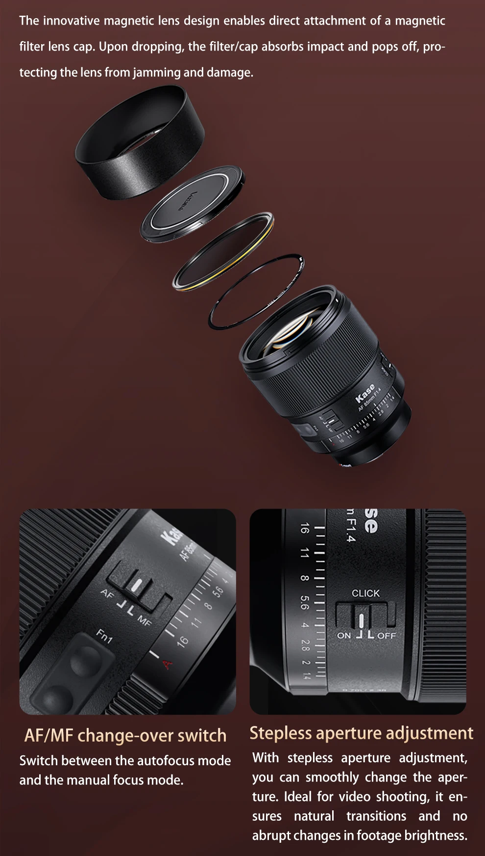 Фото Полнокадровый объектив KASE 85 мм F1.4 с большой диафрагмой и автофокусом для Nikon Sony A6700 A7C2 A7CR ZV-E1, пейзажная портретная фотография №3