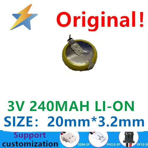 

Горизонтальная Кнопка высокой емкости 3 в CR2032 с припоем, достаточной емкостью, литиевая батарея, память для ноутбука, новинка