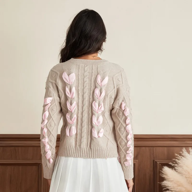 WPNAKS женский свитер с лентой осенняя зимняя одежда симпатичный пуловер круглым