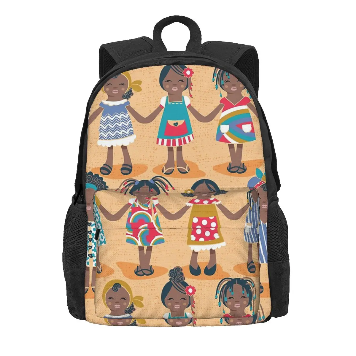 

Cartoon Black African Girl Women Backpack 3D Print Trend Children School Bag Laptop Backpack Kids Large Capacity Travel Rucksack