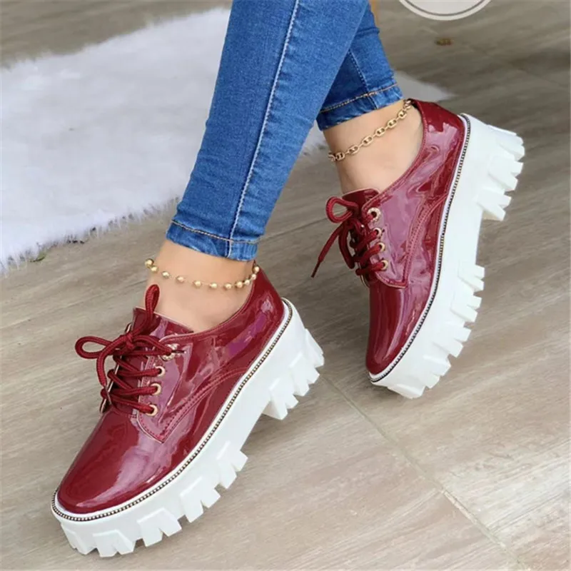 

2023 New Women's Casual Shoes Fashion Lace-up Solid Color Platform Loafers Women Outdoor Comfortable Women Shoes Luxury