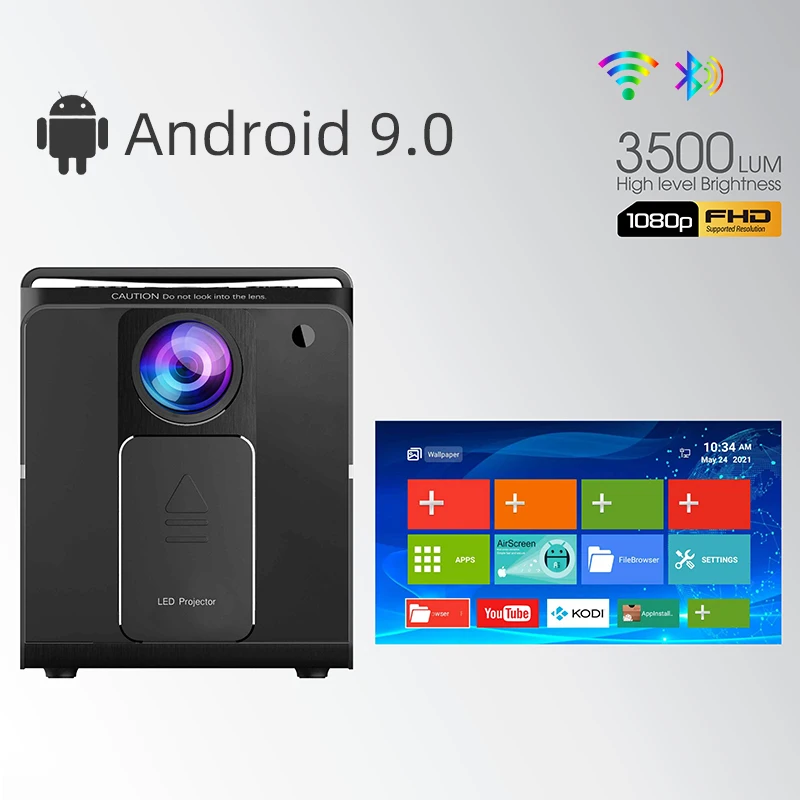 

Projector for Home Android 9.0 HD 1080P HDR10 BT4.0 Smart TV WIFI Home Theater Cinema Sync Phone 3500 Lumens Video Projectors