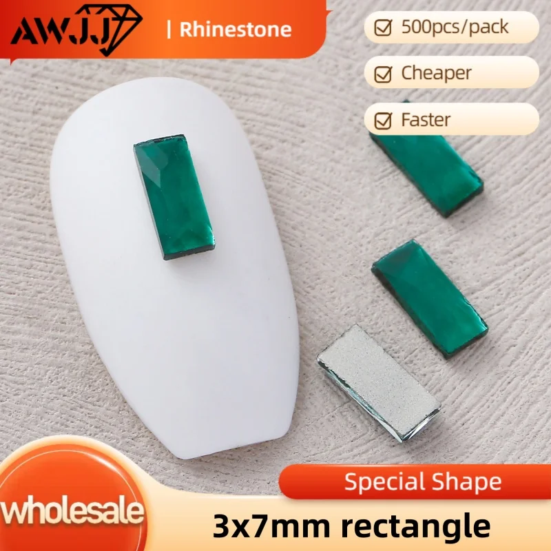Фото Оптовая продажа AWJJ 500 шт. 3x7 мм прямоугольные прочные фантазийные самоклеящиеся стразы для дизайна ногтей: поиск роскоши и долговечности №3