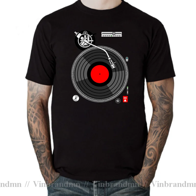 Funny Vinyl Record T Shirt Men DJ Turntable Death Metal Music T-shirt Humor Heavy Metal Hip Hop Tshirt Tops Hipster Harajuku Tee