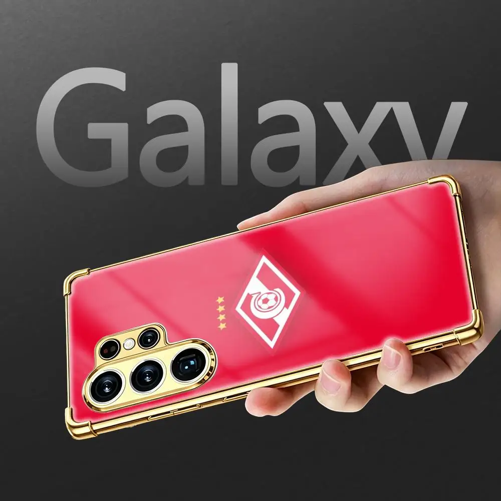 Фото Модный чехол для телефона S-Spartak M-Moscow для Samsung S26 S25 S24 S23 S22 S21 Plus Ultra FE, золотой, серебряный, с защитой от ударов по четырем углам, стеклянный №3