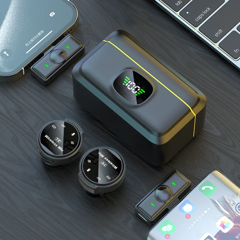 Беспроводной круглый Мини Магнитный микрофон на шею с зажимом для iPhone 15 14 и iPad и MacBook