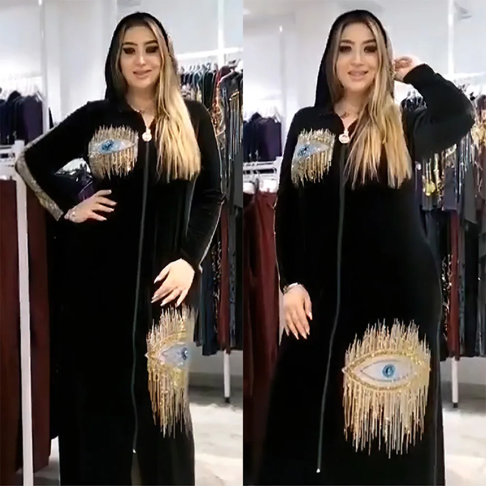 

Plus Size Winter Velvet Party Dresses for Women Dashiki African Wedding Evening Gowns Dubai Abaya Robe Marocaine Djellaba Femme