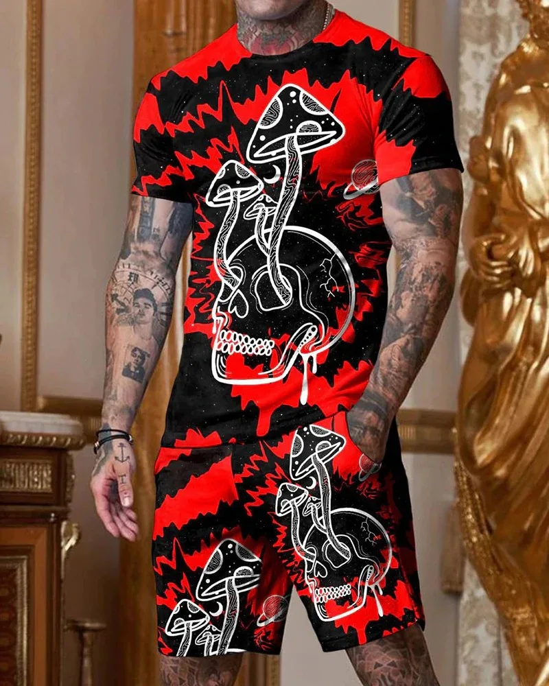 2023 Casual Wear Men's Summer Clothes Sportswear Short Sleeve T-shirt Retro Men's 2-piece Set Fashion Large Size Street Wear