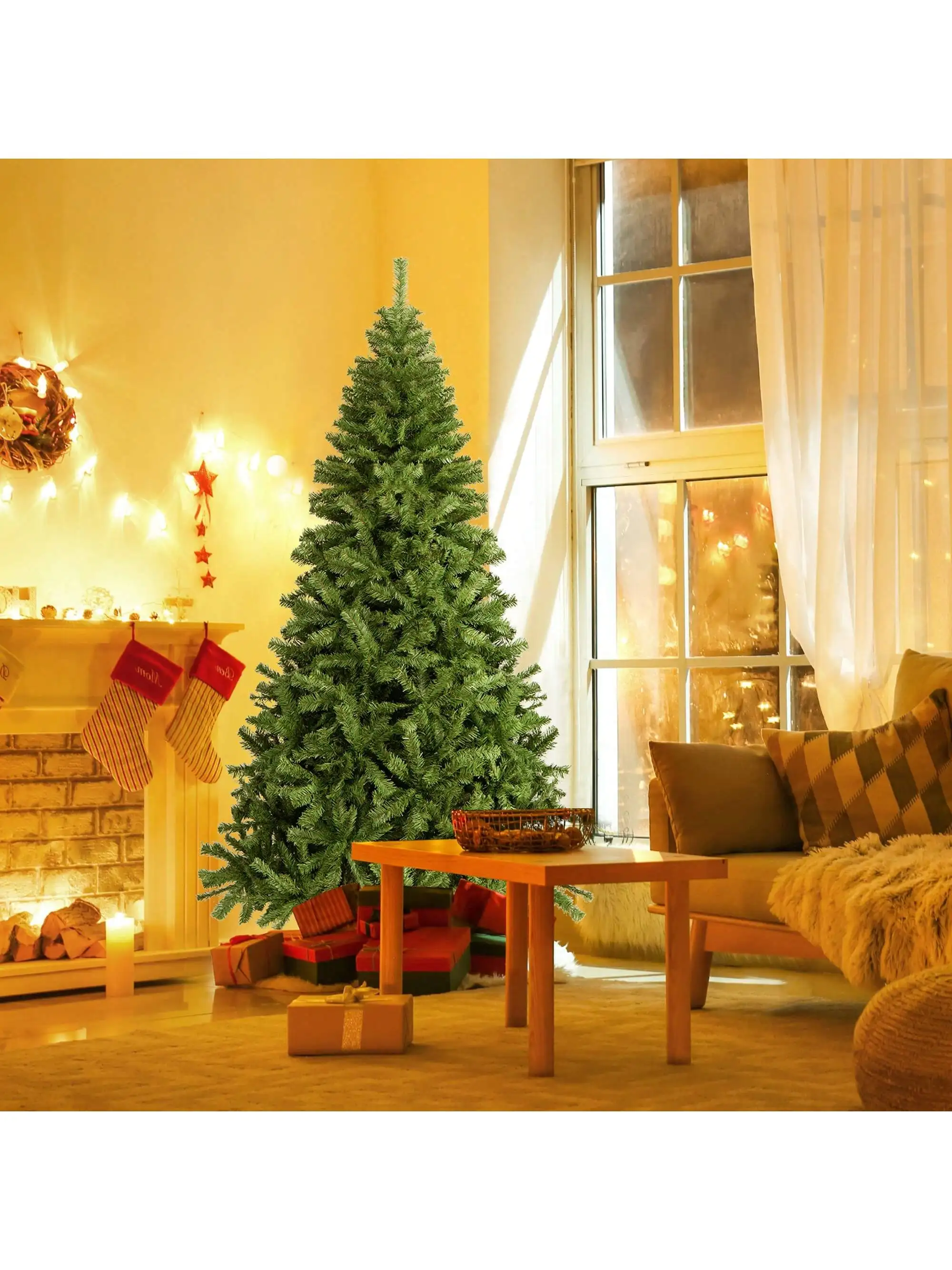 

7.5' Christmas Tree 1346 Tips Premium Hinged Artificial PVC Holiday Decor