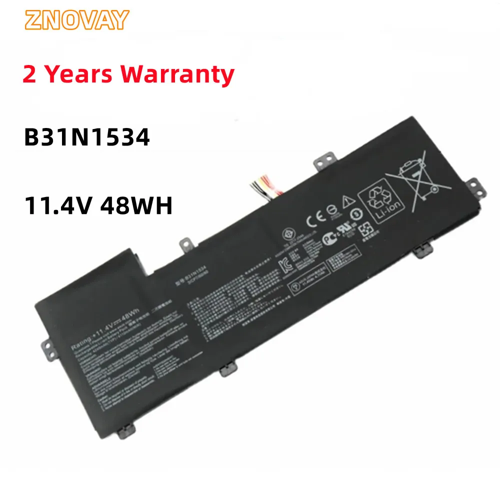 

ZNOVAY New 11.4V 48WH B31N1534 Laptop Battery For ASUS Zenbook UX510 UX510UW UX510UX Series 3ICP7/60/80 0B200-02030000