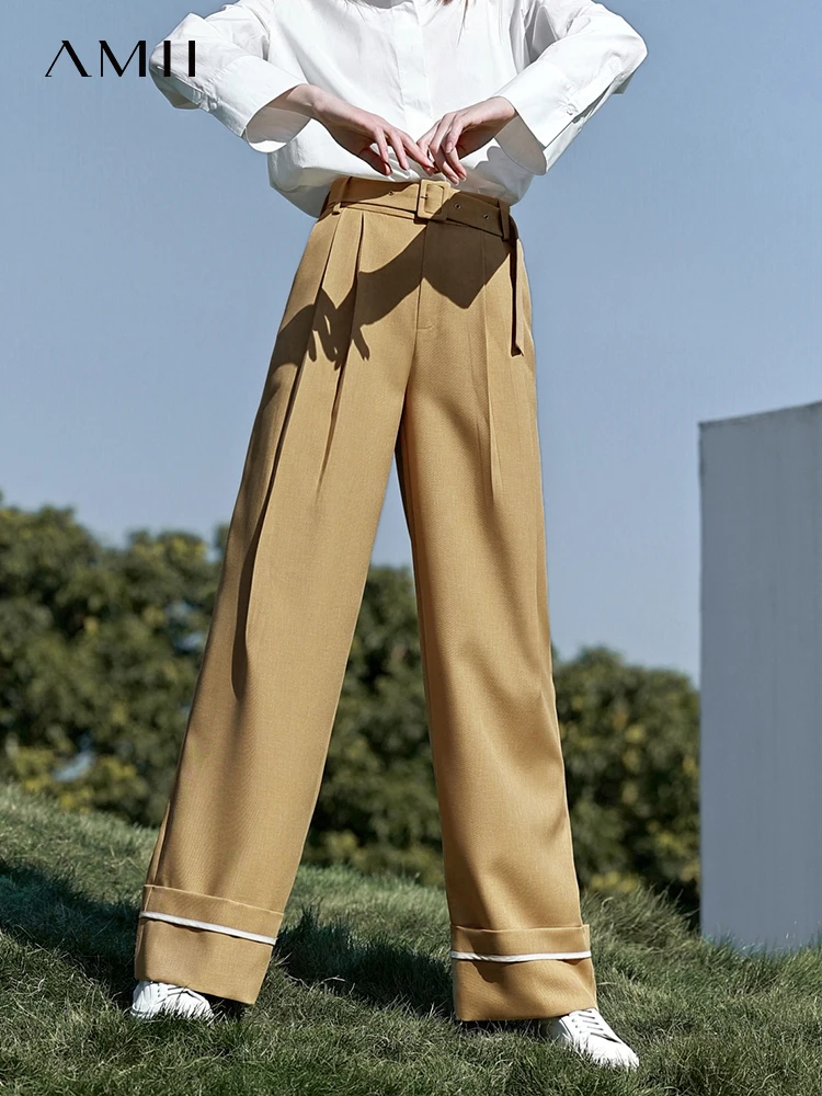 

Amii Minimalist Spring Women's Pants High Waist Wide Leg Pants Casual Straight Pants Ladies Suit Pants Female Trousers 12270088