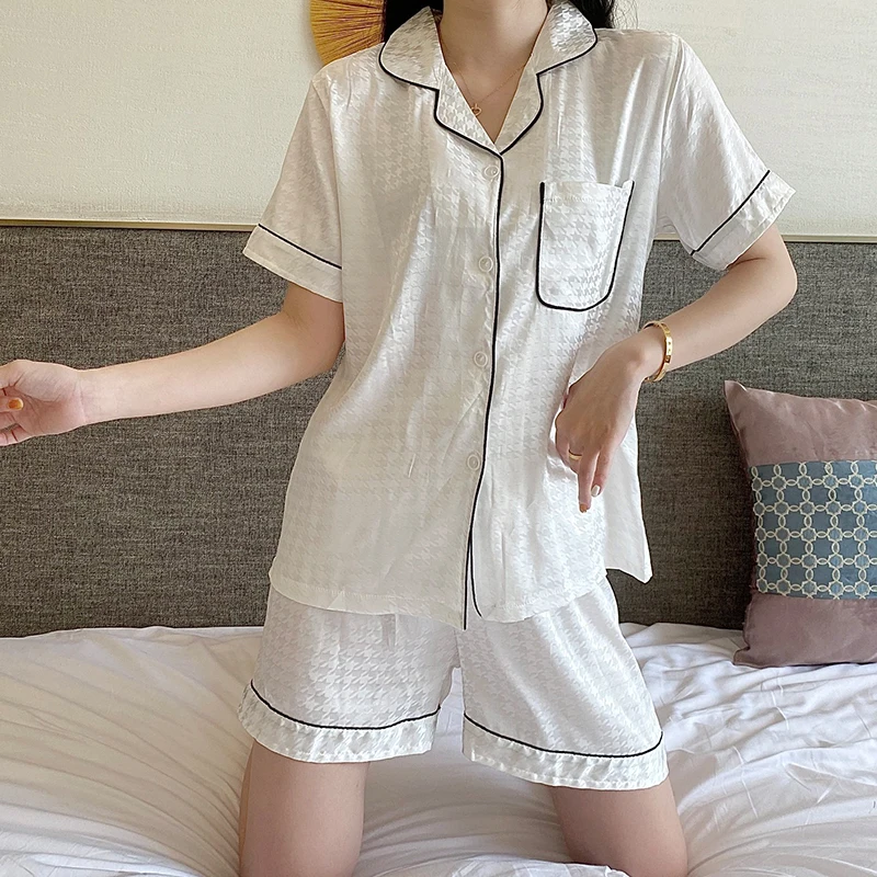 CAIYIER 2022 Colorful Plover Grid Print Women Sleepwear Summer Silk Korean Pajamas Set Ladies Large Size M-4XL Sexy Lounge Wear