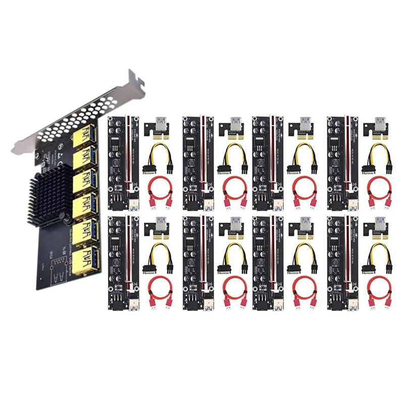 Pci Express Multiplier Pcie 1X To 4 5 6 USB 3.0 Expansion Card Pcie 1 To 4 Hub Riser 009S Pci Express X16 For BTC Mining