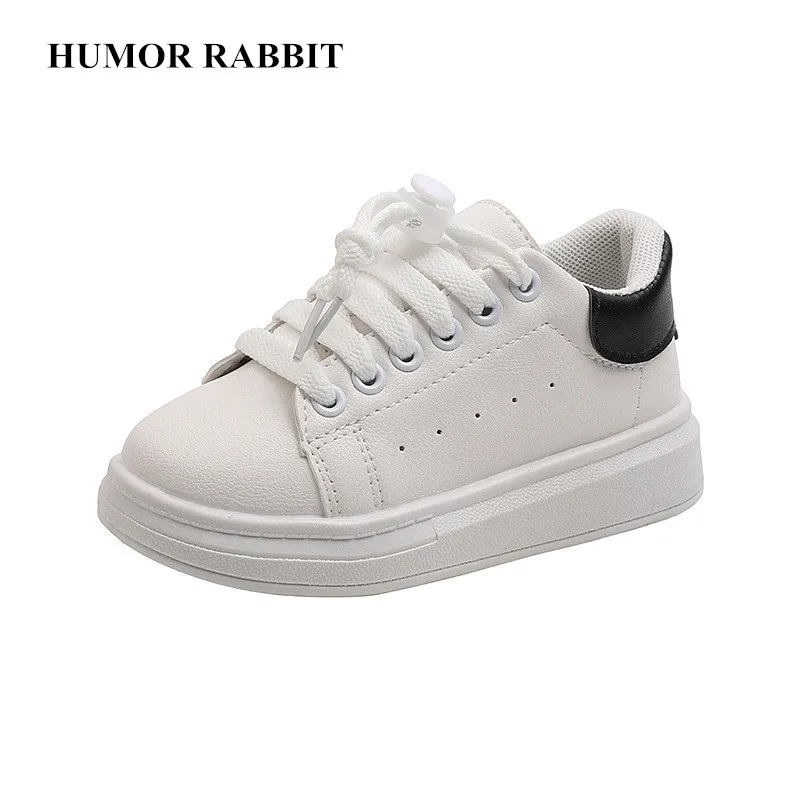 

2022 Spring New Children Fashion Soft White Boys Sports Shoes Korean Style Students Lace-up Light Sneakers for Girls Versatile