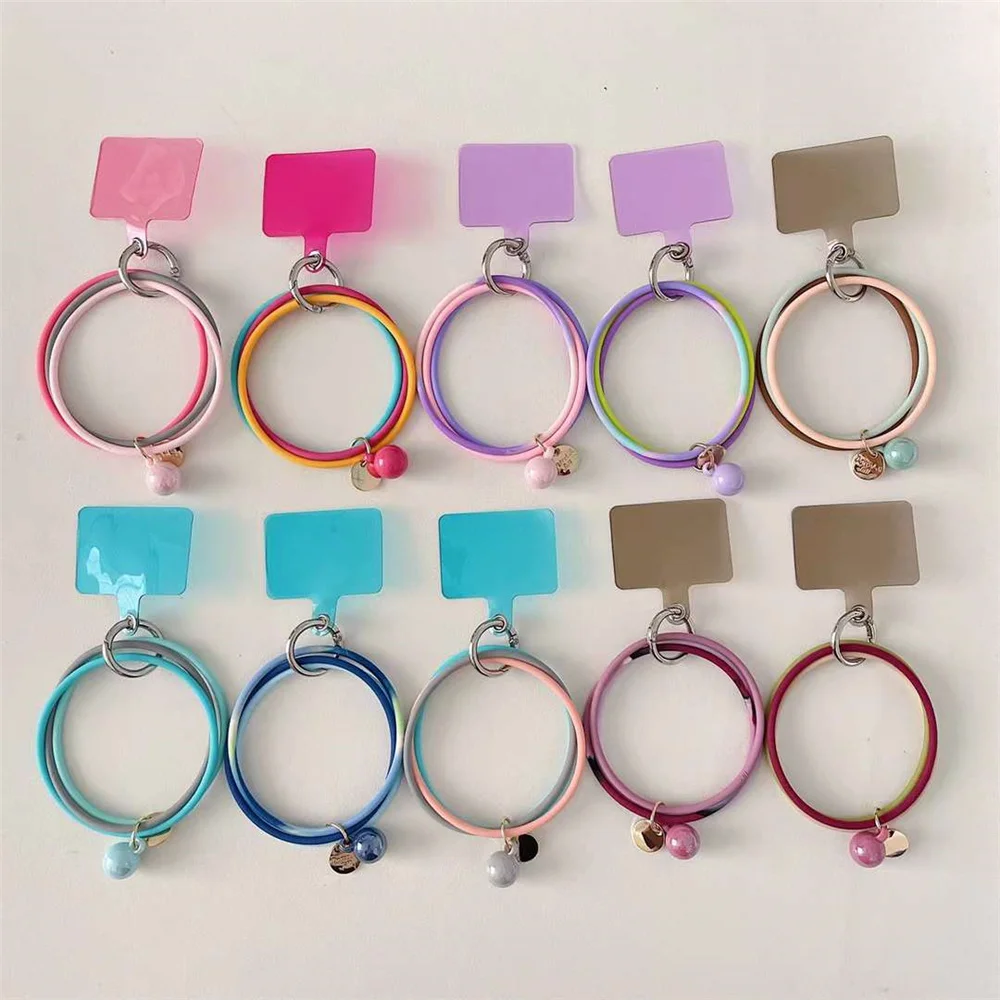 korean cute Silicone Solid Color Mobile Phone Pendant Bracelet Keychain Anti-fall Anti-lost Easy to Carry ornaments