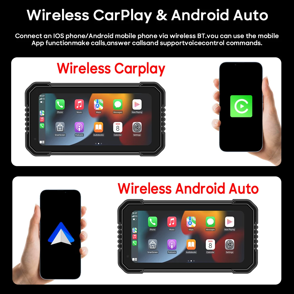 Мотоцикл Carplay Android Auto GPS-навигация IPX8 водонепроницаемый для Moto мультимедийная