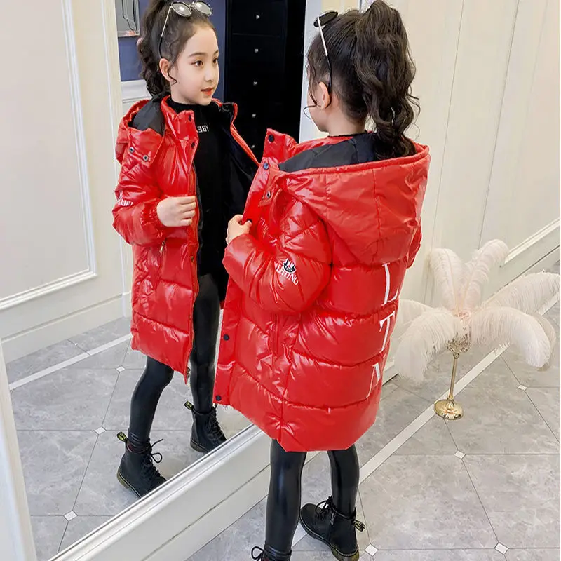 

Child Cotton-padded Clothes Girls Coat Thickened Hooded Parkas 10 11 12 13 14 Years Old Kids Outerwear Elastic Cuffs Down Jacket