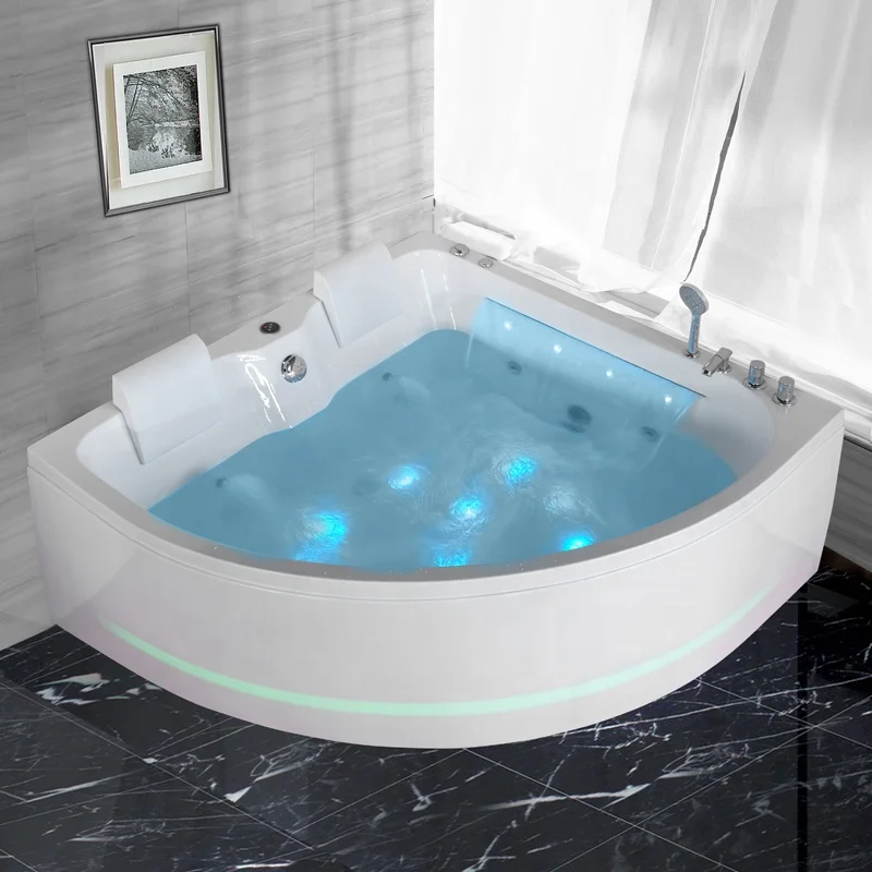 Фото Заводская дешевая цена Угловые гидромассажные ванны Jacuzz Угловая ванна 2-местная джакуумная ванна Гидромассажная ванна Спа Открытая гидромассажная ванна №2