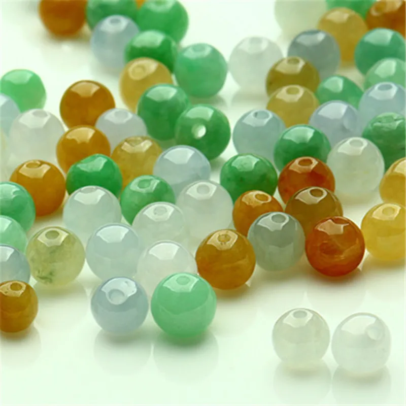Бусины из нефрита натуральные трехцветные бусины для браслета 13 м