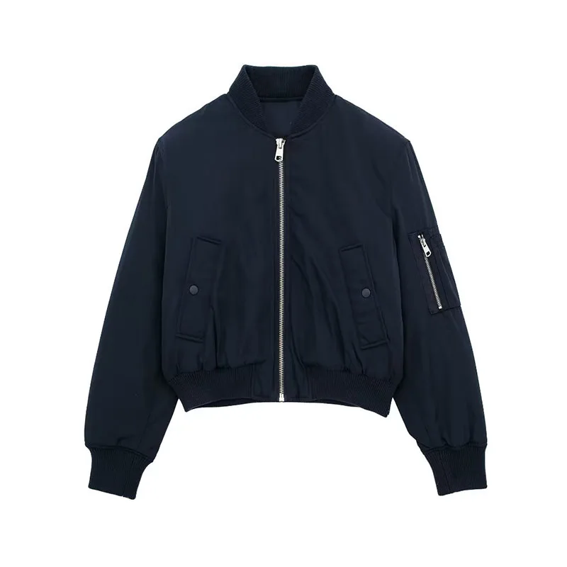 

ZATRHMBM Женская коллекция осень 2023, модные укороченные куртки-бомберы, пальто, винтажная женская верхняя одежда с длинным рукавом и боковыми карманами, шикарные топы