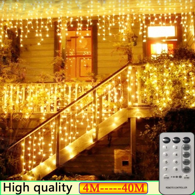 

Garland Christmas lights Curtain String Light Waterfall Outdoor Decoration 4M Fairy Led Lights for Garden Wedding Party Holiday