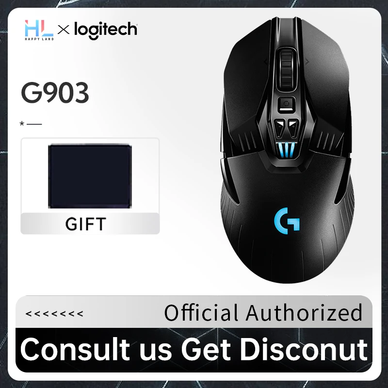 Беспроводная игровая мышь Logitech G903 HERO с датчиком LIGHTSPEED, геймерская мышь 16000 DPI для ПК, мышь RGB, эргономичная компьютерная мышь