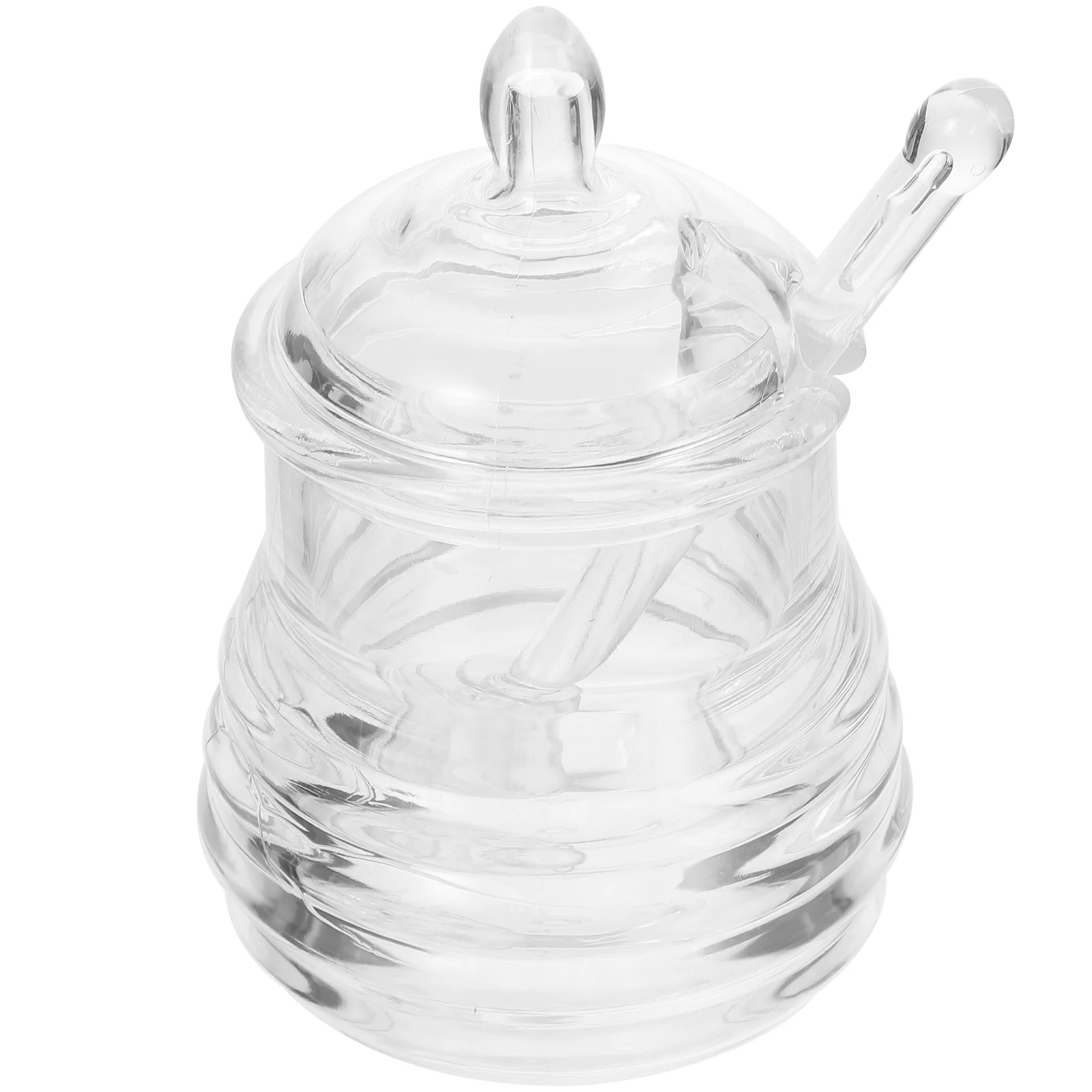 

Honey Jar Pot Glass Storage Dispenser Jars Container Sugar Can Pourer Dipper Beehivecanister Condiment Syrup Bottle Transparent