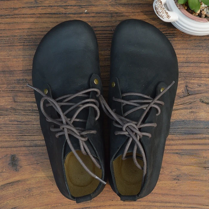 Careaymade-Genuine Leather women's shoes Crazy Horse Leather single shoes high top cork shoes big head shoes handmade size 35-45