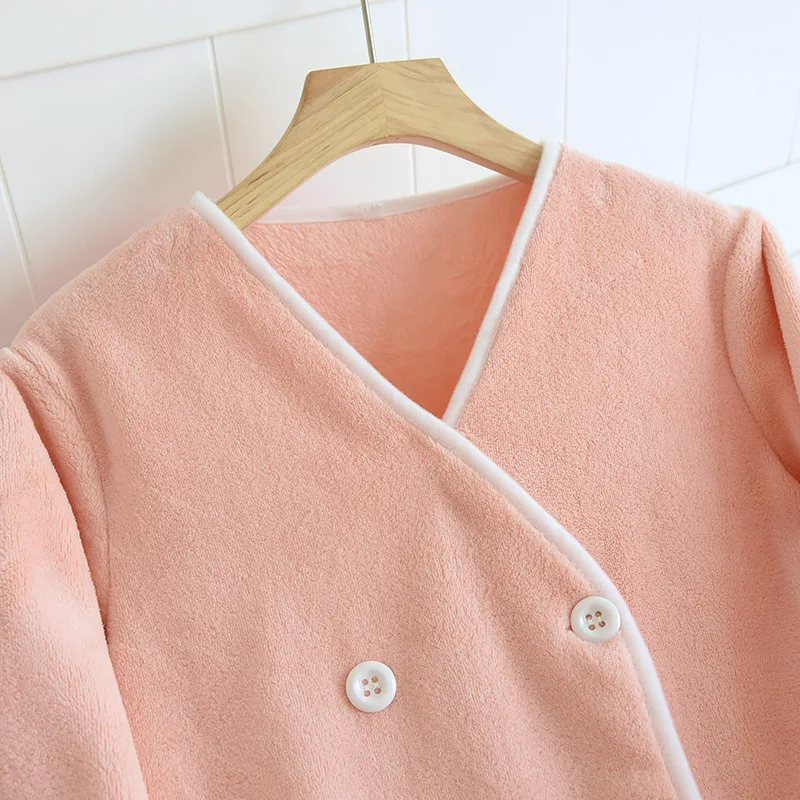 Autumn and winter new women's coral fleece pajamas long-sleeved trousers two-piece flannel women's plus size warm homewear suit