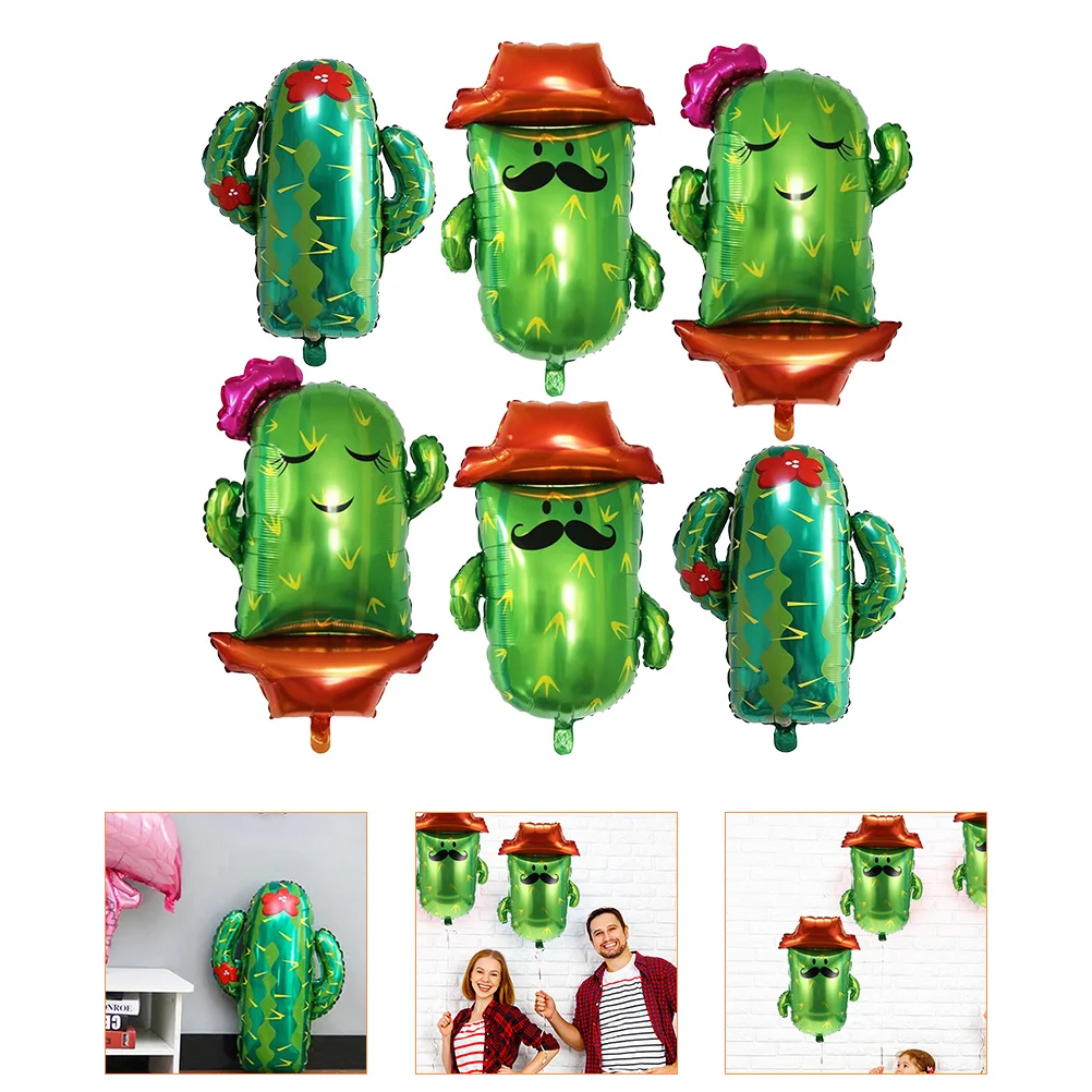 

6 Pcs Birthday Decorations Mexican Fiesta Party Wedding Balloons Taco Theme Foil Colored