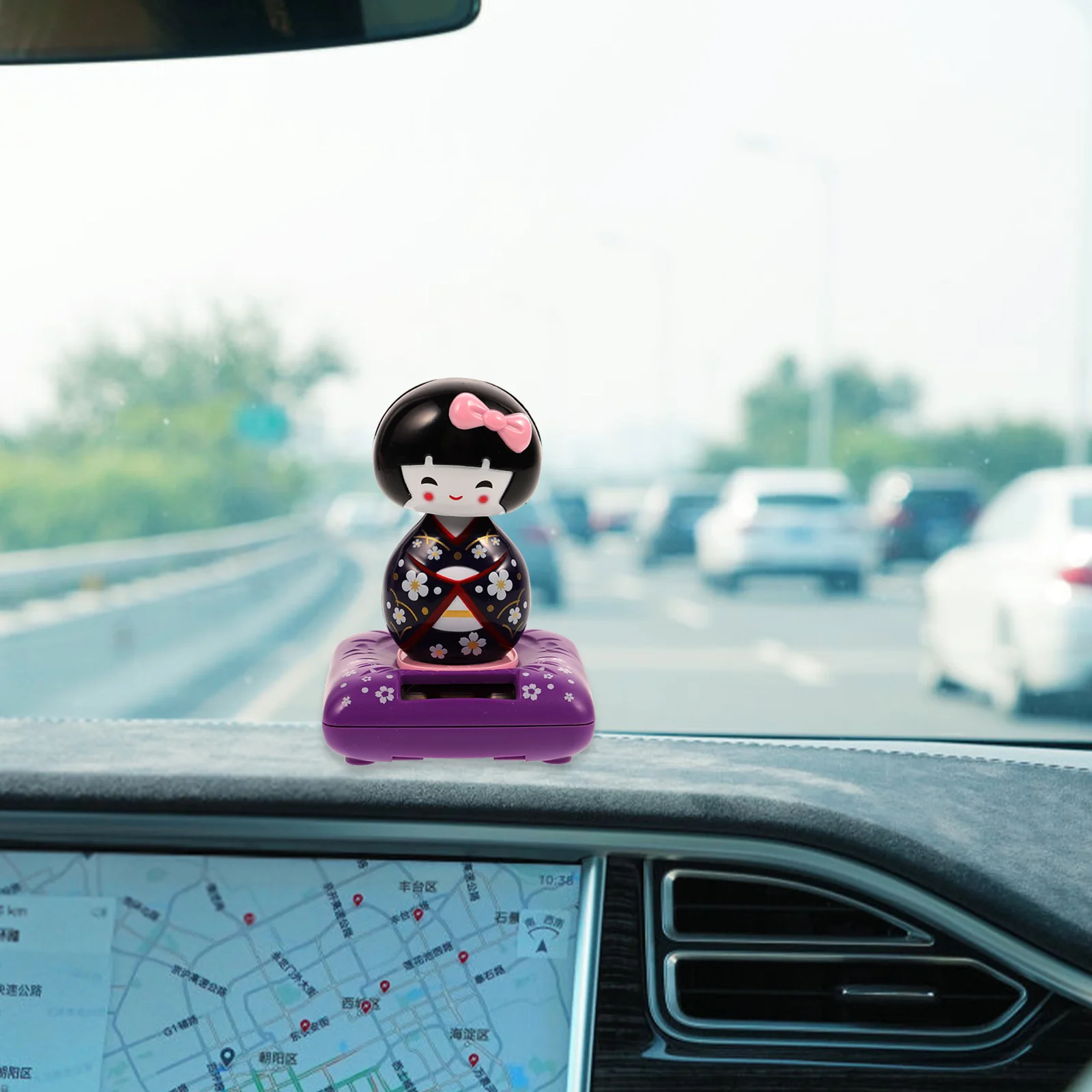 

Figure Car Ornament Interior Decor Solar Powered Gift Kimono Maiko Decoration