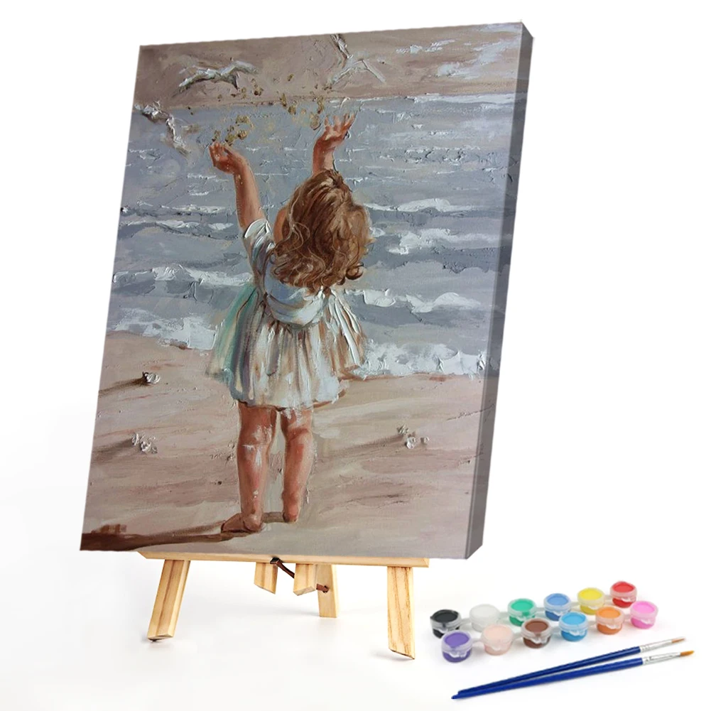 

40x50cm Sea Girl Painting By Numbers Frameless DIY Kit On Canvas Pictures Numbers Art Home Decor Hand Painted Oil Paint