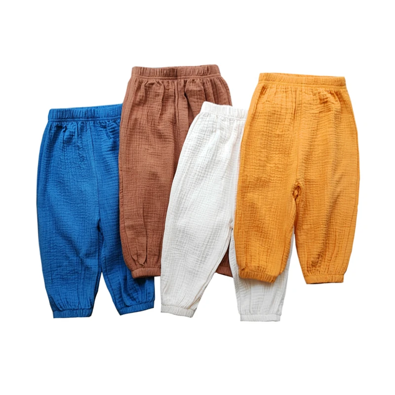

Girls Cotton Folds Loose Pants Babys Boys Casual Solid Sweat-absorbing Breathable Pant For Children Clothing