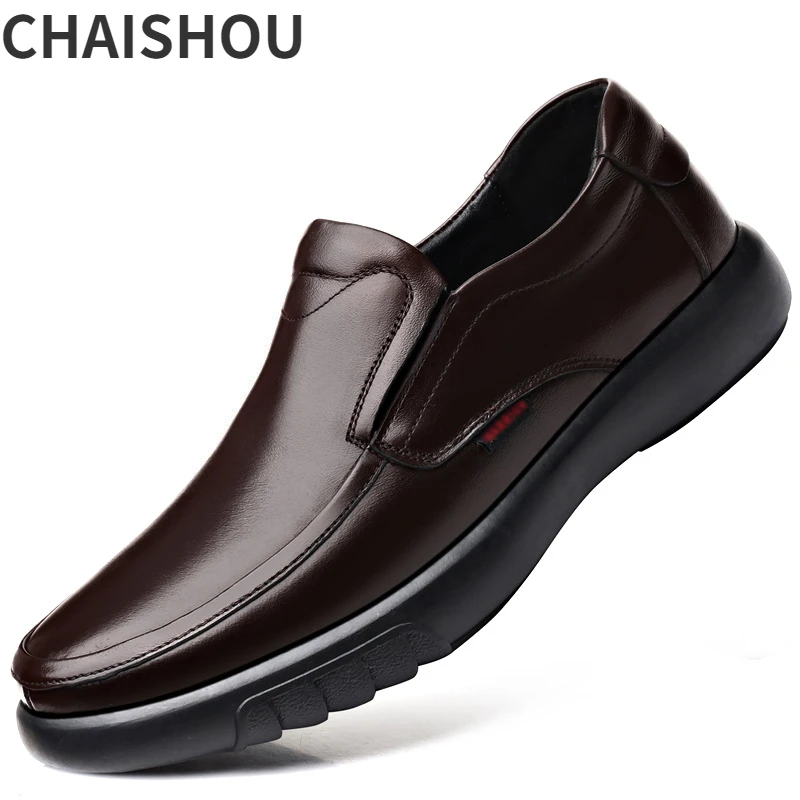 

QZ263 Designer Men's Genuine Leather Business Leather Shoes Soft Anti-slip Rubber Loafers Male Dress Driving Zapatillas Hombre